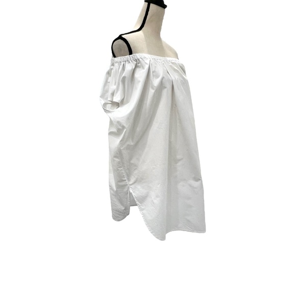 ORGANIC BY JOHN PATRICK BRIGHT WHITE COTTON POPLIN OFF THE SHOULDER TUNIC - Picture 5 of 16